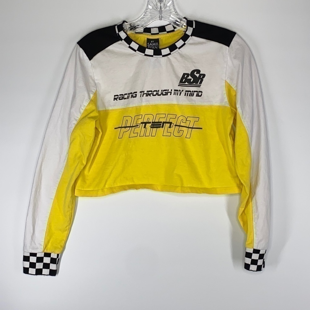 BSR By Samii Ryan Racing Cropped Long Sleeve Shirt Size Small
